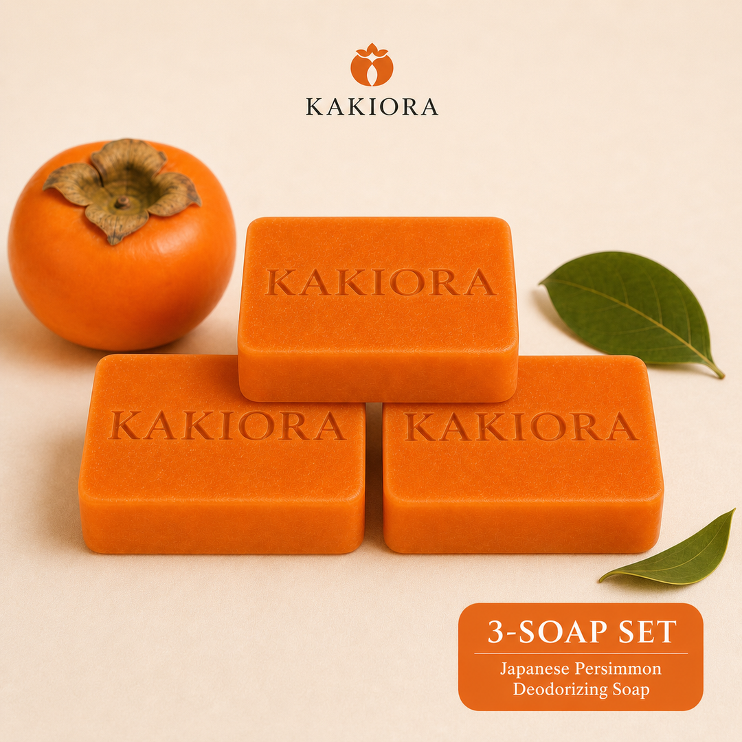 Three-bar pack of KAKIORA Japanese persimmon soap